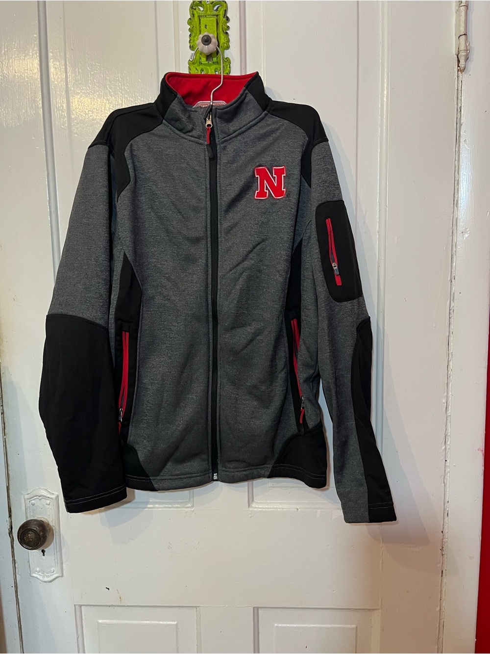 Campus Heritage Women’s Gray & Black Zip Jacket with Red Accent 'N'